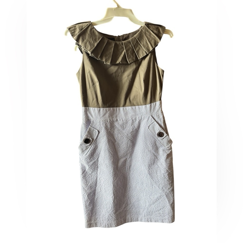 Elegant cotton seer sucker Sleeveless Dress - Picture 2 of 9